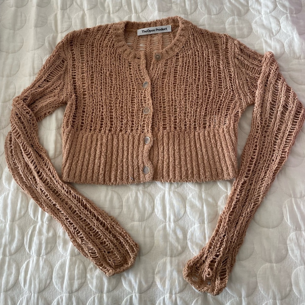 Open YY Brown Block Hem Cardigan